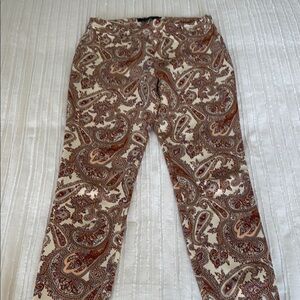Zara Paisley Print Pants in Brown and Cream Size M